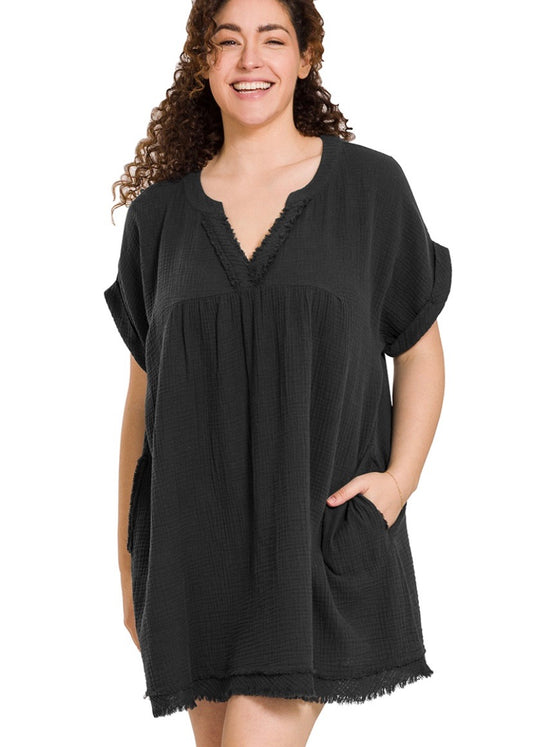 8.6.25 Dress KS cotton gauze dress BLACK