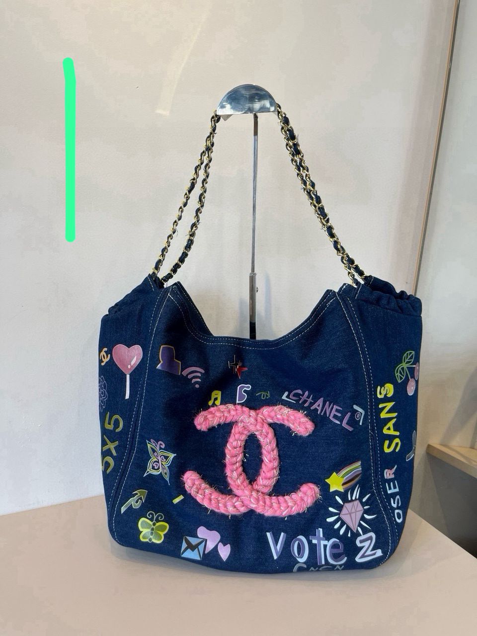 8.13.25 Purse C denim graffiti tone