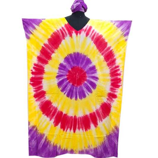 8.28.25 Kaftan Shanta cotton tye dye colorful blend OS up to 3x