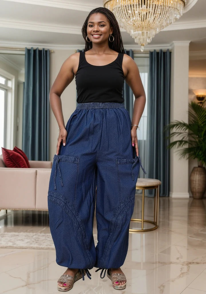 9.11.25 Pants Denim w drawstring  up to 2x