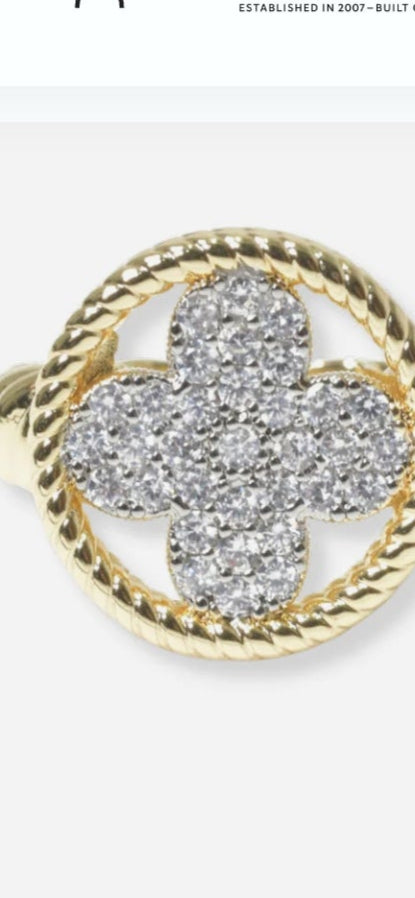 9.16.25 Ring Clover pave gold/silver 14k plated