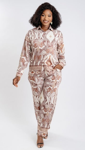 10.6.25 Pants set Brown Paisley button set