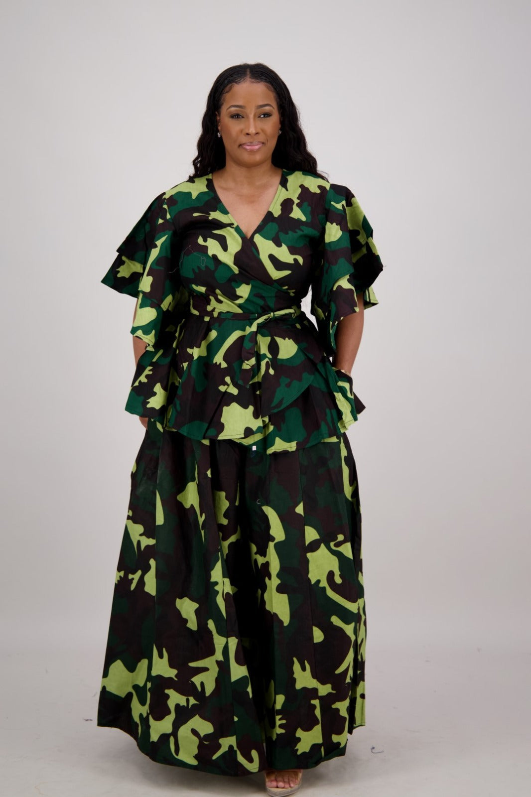 10.22.25 Pants set wrap blouse w palazzo pants up to 2x