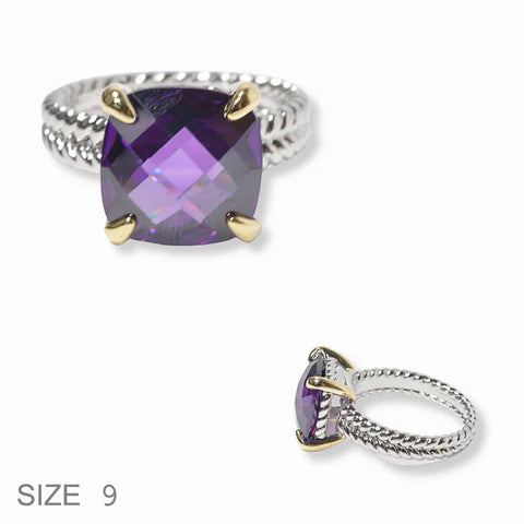 9.1.25 Ring silver gold CZ stone size 8