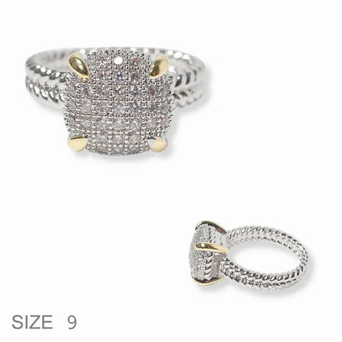 9.1.25 Ring silver gold CZ stone size 9