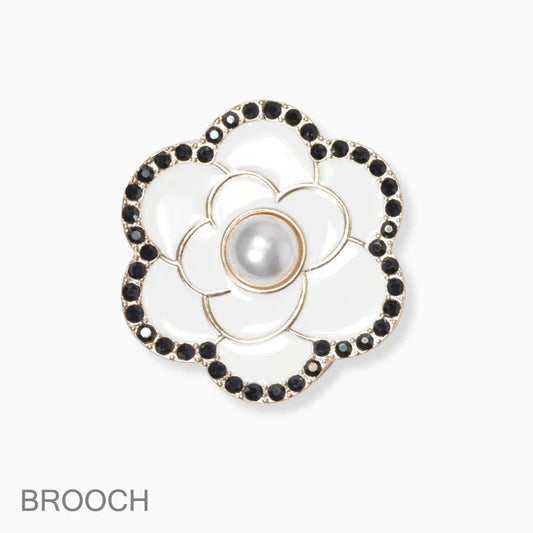 8.27.25 Brooche  FLOWER ENAMEL PEARL PIN BROOCH