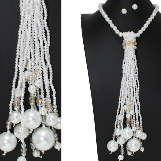 9.4.25 Necklace Pearl beaded tassel drop