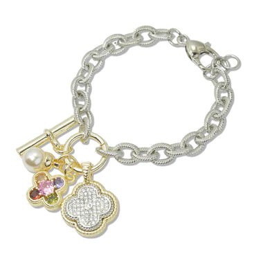 8.27.25 Bracelet 14K GOLD PLATED CLOVER CUBIC ZIRCONIA