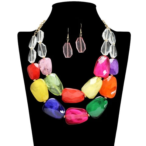 7.28.26 Necklace RESIN ACRYLIC CHUNKY BEADED STATEMENT NECKLACE