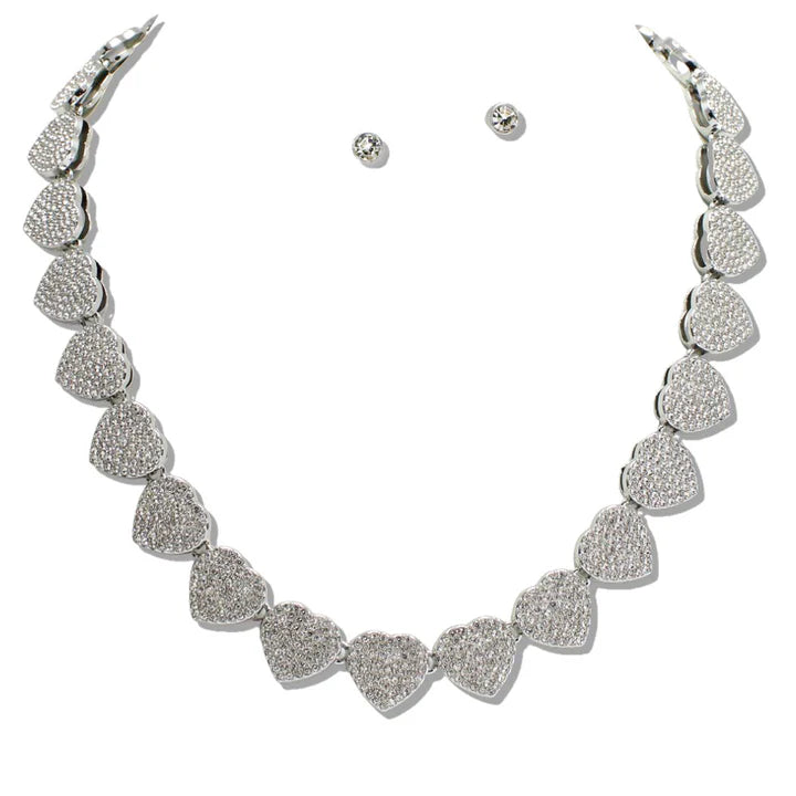 2.5.26 Necklace VALENTINE HEART LINK PAVE RHINESTONE NECKLACE