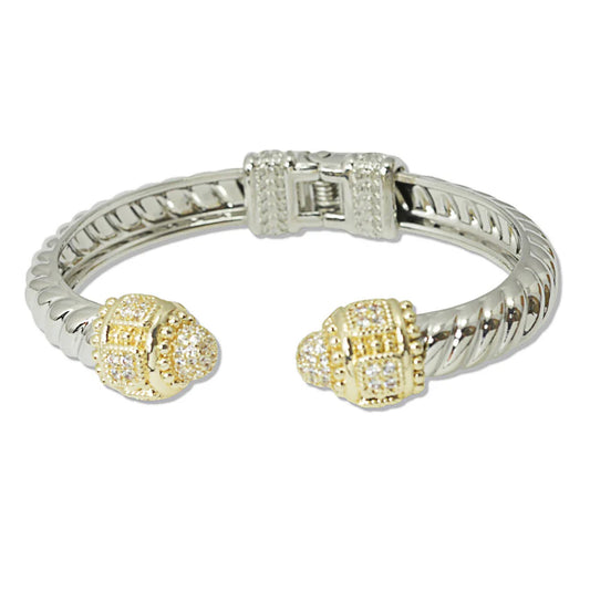 8.8.25 Bangle  14K GOLD PLATED CUBIC ZIRCONIA ACCENT DESIGNER INSPIRED OPEN CUFF BRACELET