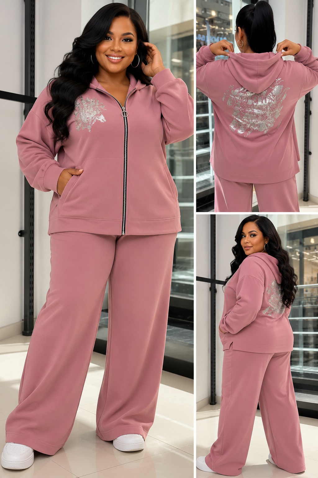 10.26.26 Joggerset YK pink w silver bling 2pc