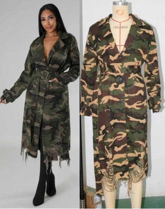 2.26.25 Dress Camo coat dress button up