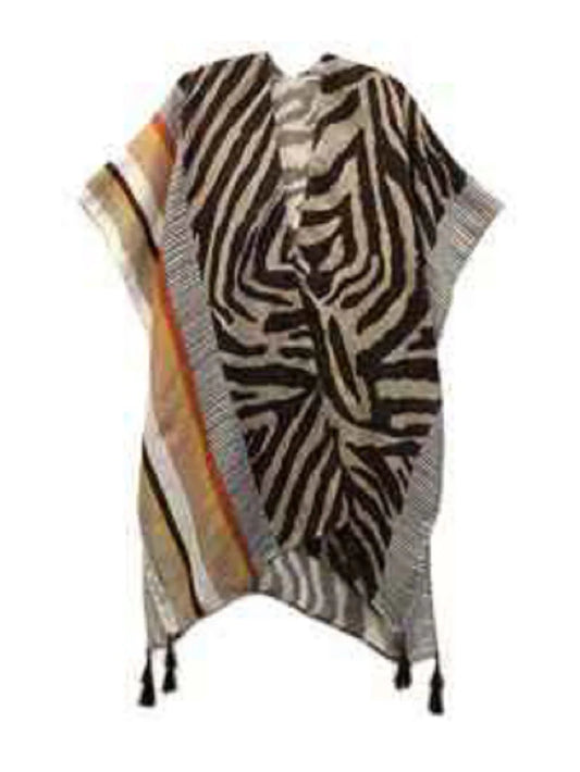 8.28.25 Duster Zebra print brown w border OS