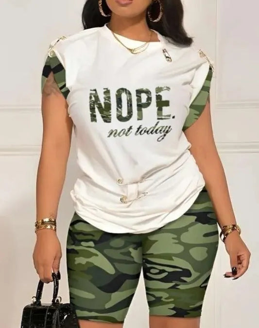 4.21.25 Short set nope not today camo 2pc