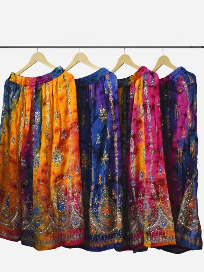 8.10.26 Skirt Tye dye sequine maxi up to 1x