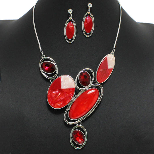 6.27.25 Necklace set GEOMETRIC CELLULOID ACETATE WITH RHINESTONE NECKLACE