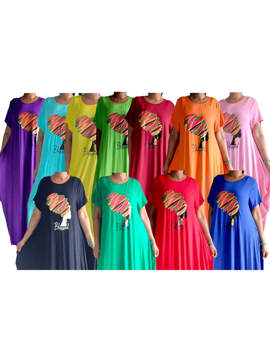 8.22.25 Dress African lady head bubble dress fit up to 3x