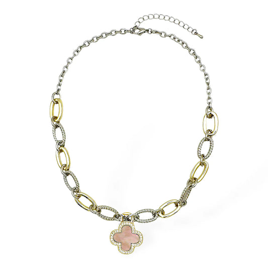 8.6.25 Necklace 14K GOLD PLATED CZ QUATREFOIL NECKLACE