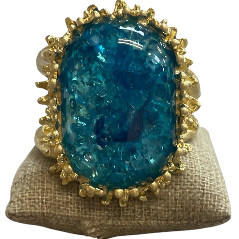 8.25.26 Jewerly chunky aqua w gold crusted edges