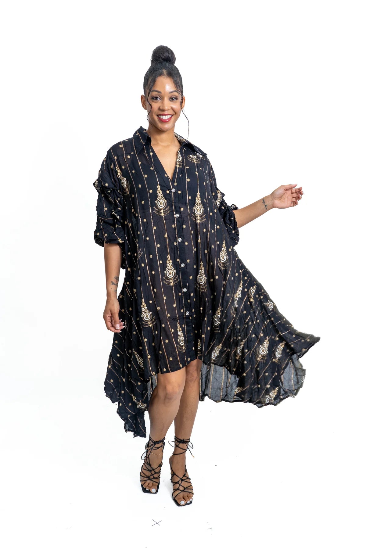 7.16.25 Dress Stepnstyle Faux Silk Metallic Paisley Print Dress