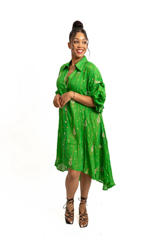 7.16.25 Dress Stepnstyle Faux Silk Metallic Paisley Print Dress