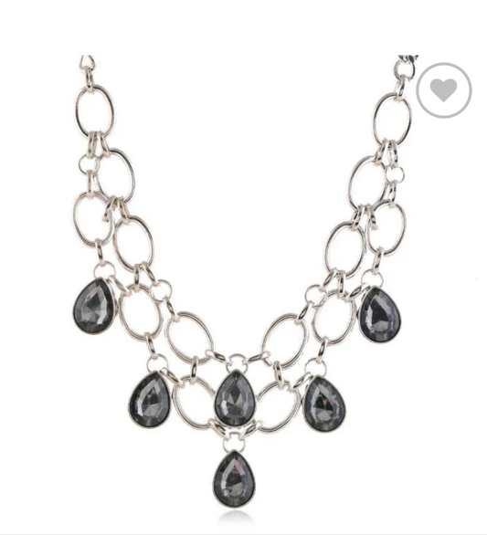 4.18.25 Necklace tear drop silver cluster