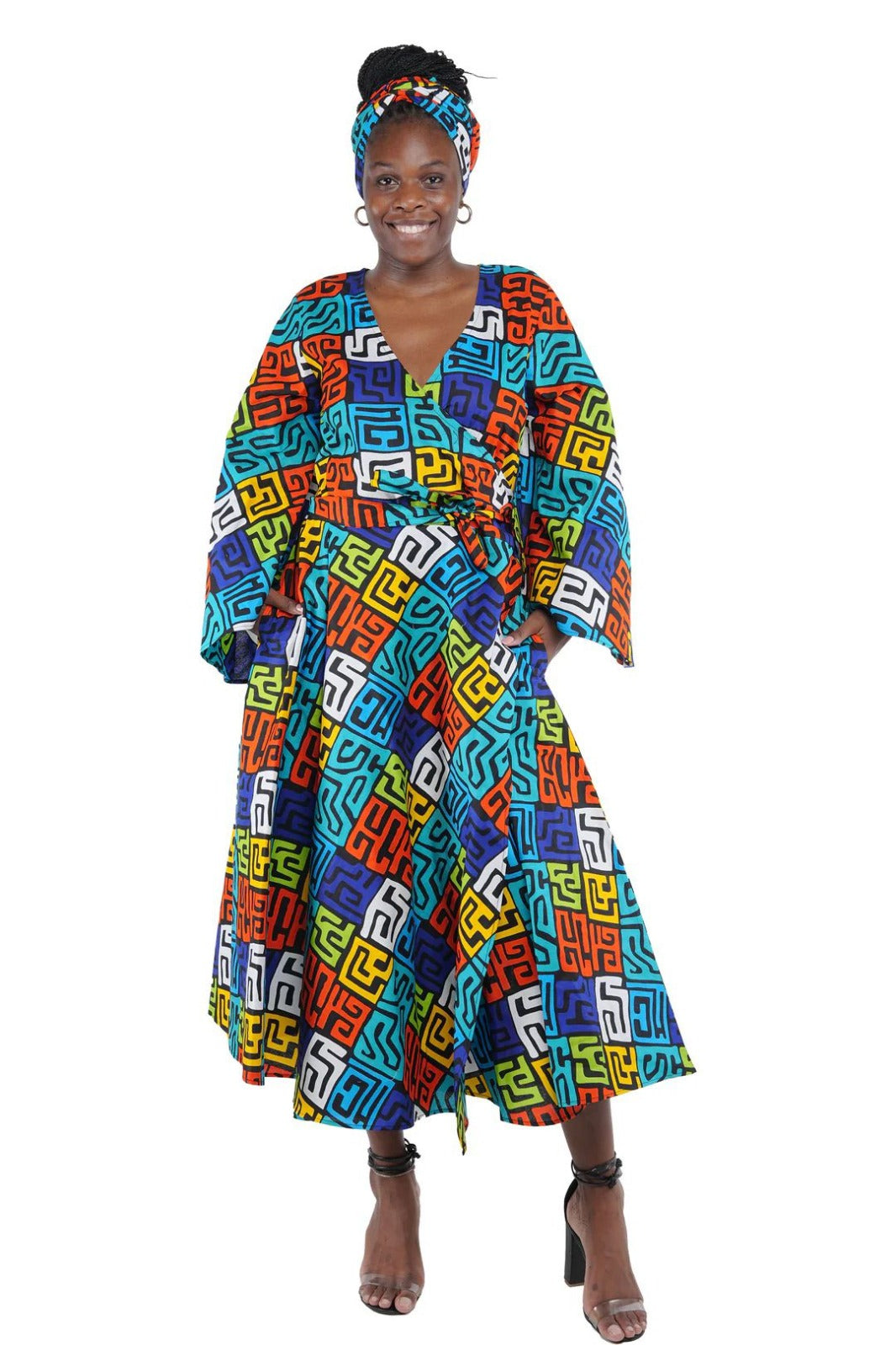 2.11.25 Dress African colorful wrap tribal print maxi dress up 2x