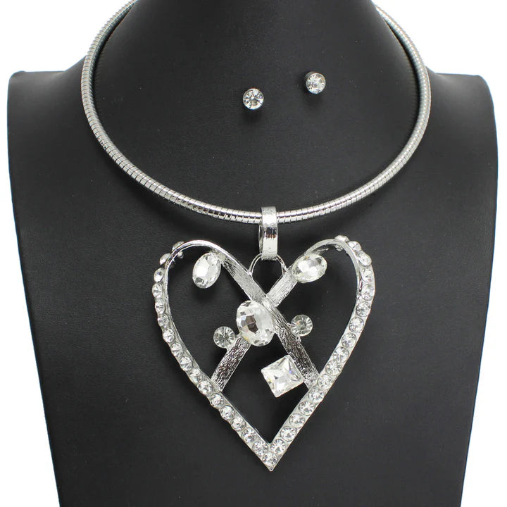 7.1.25 Necklace set HEART RHINESTONE ACCENT CHOKER NECKLACE