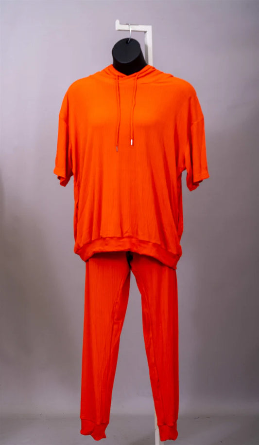 6.19.25 Jogger set NF short sleevve orange set