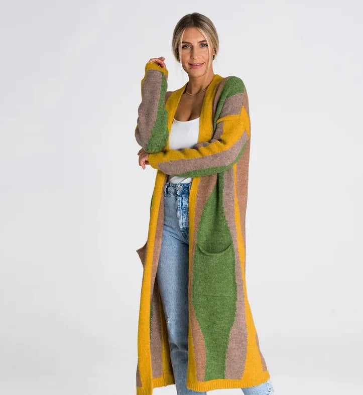 12.10.24 Sweater duster long gold/green mix