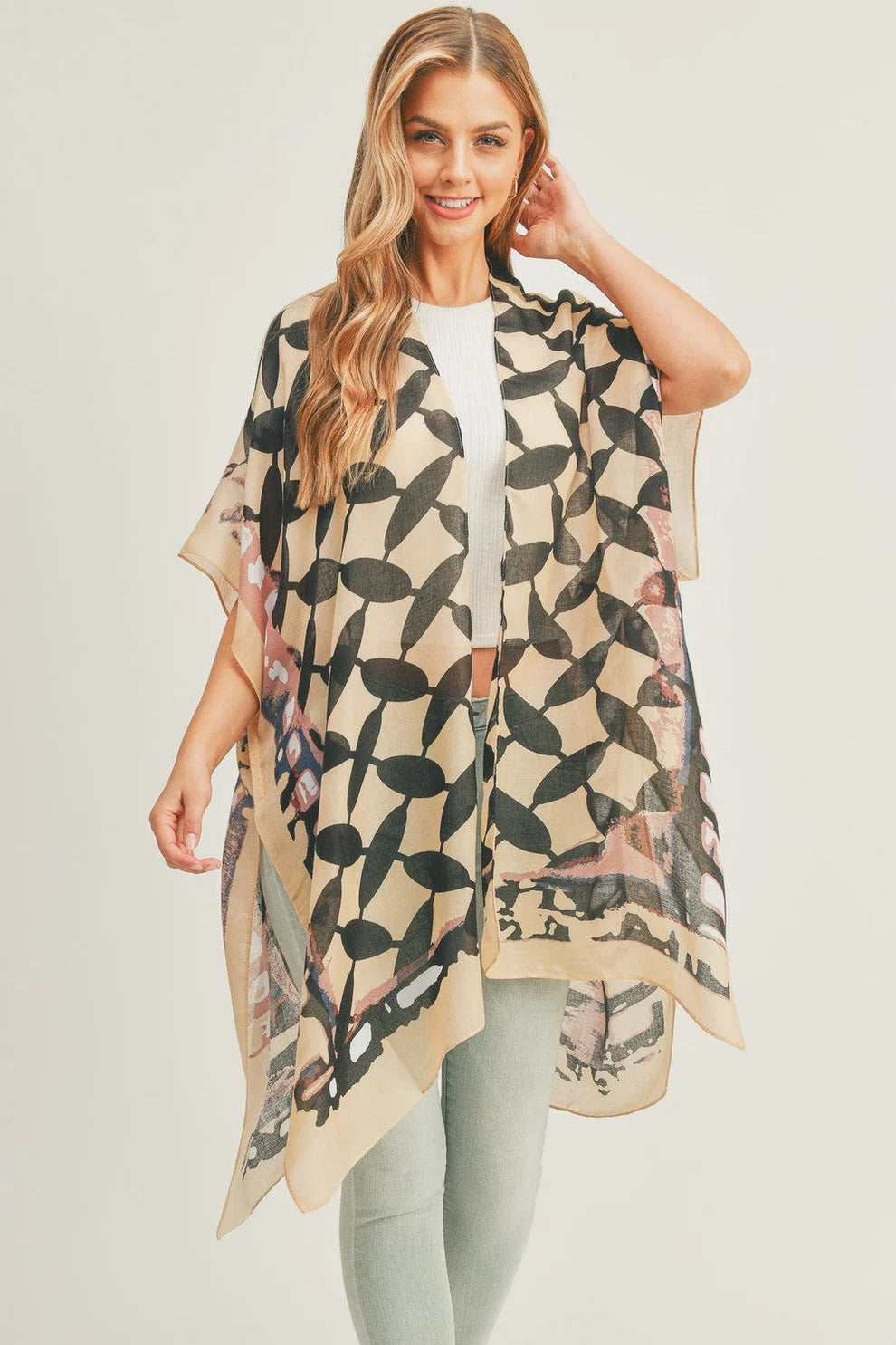 7.29.26 Duster Tan/geometric pattern OS