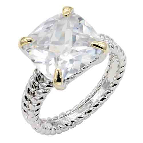 9.1.25 Ring silver gold CZ stone size 8