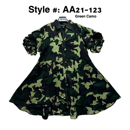 10.6.25 Dress SNS camo denim hi low up to 2x