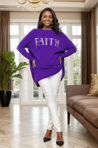 10.15.25 Sweater Faith in bling over size OS