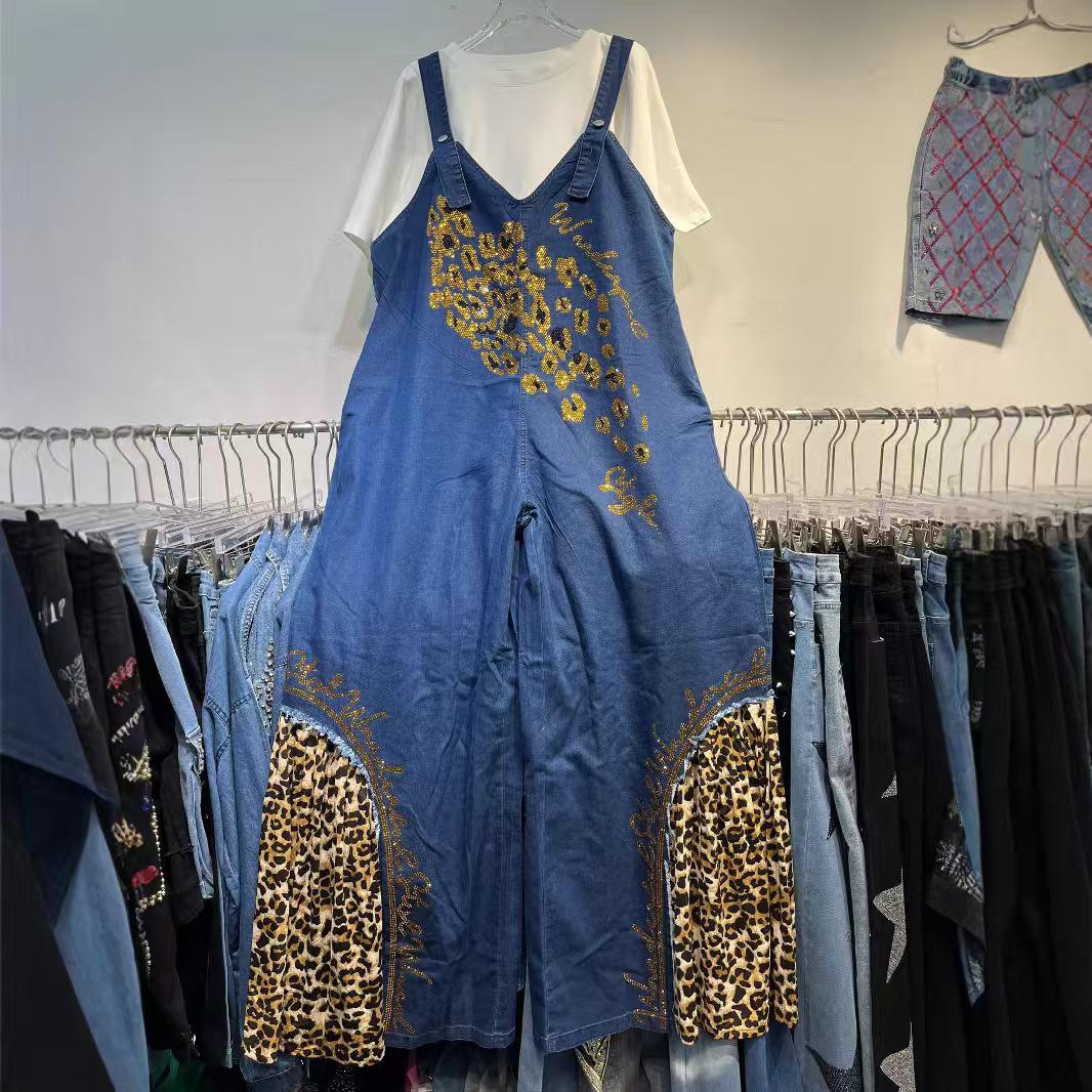 10.20.25 Jumper denim w cheetah print and gold