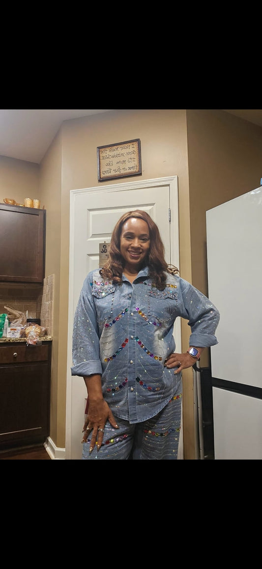 10.20.25 Pants set Bedazzle pants set L/xl