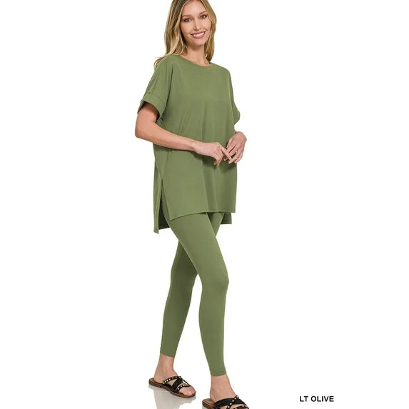 9.16.25 Legging set Zenana Olive short sleeve