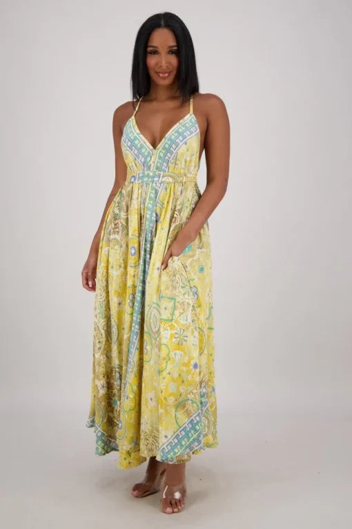 7.6.25 Dress Shante summer sundress w/ gold etching up to 3x