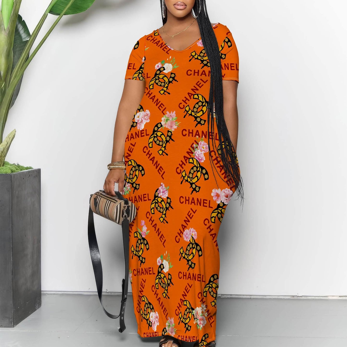8.27.26 Dress Orange C flower maxi