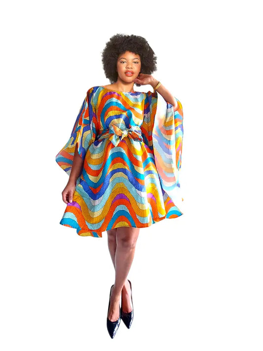 4.18.25 Dress Faux silk wing poncho dress up to 1x
