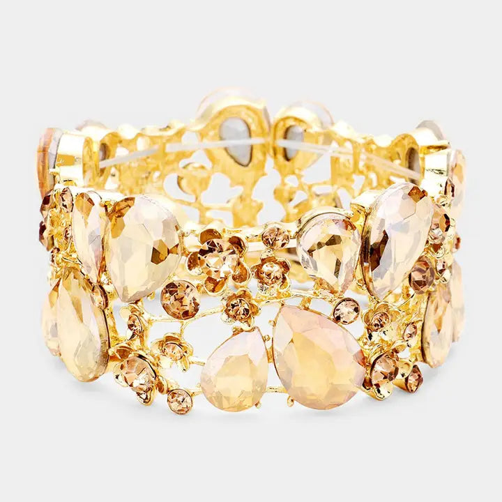 12.12.25 Bracelet glass crystal teardrop stretch band