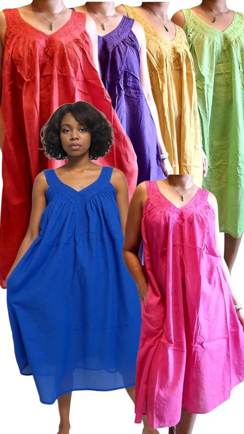 6.19.25 Sundress IB cotton sun dress flare out OS up to 2x