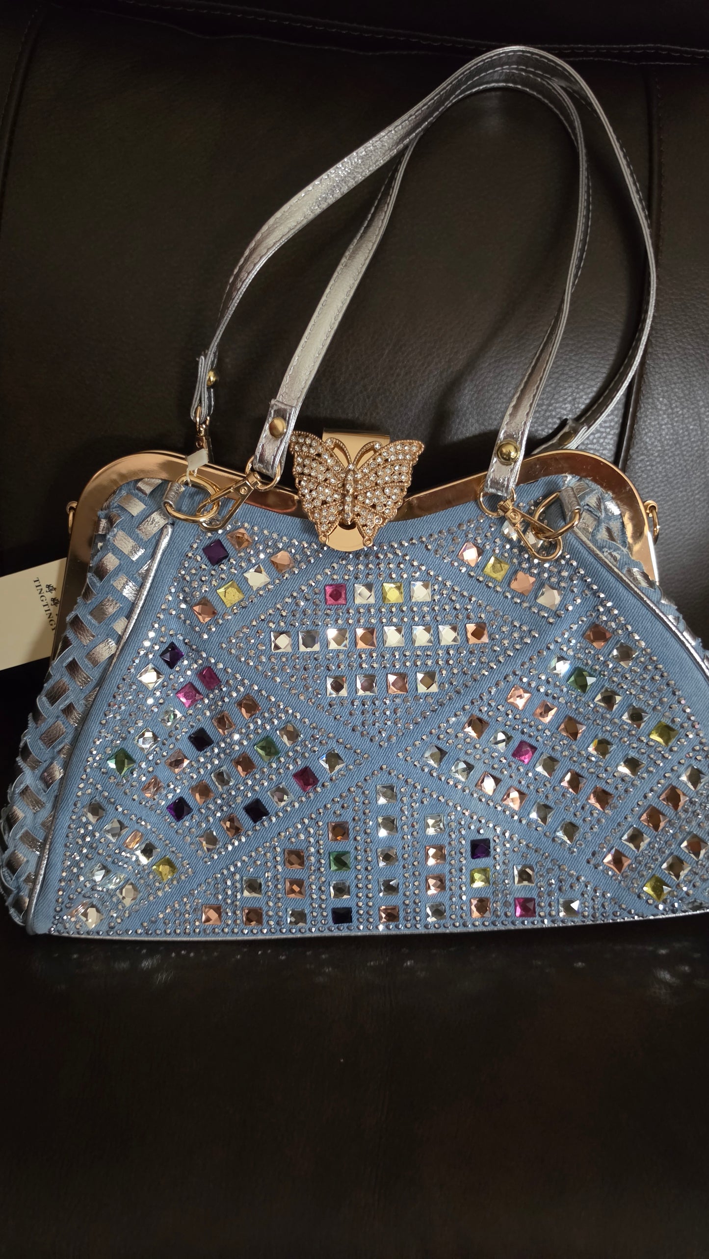 9.1.26 Purse denim bling kisslock