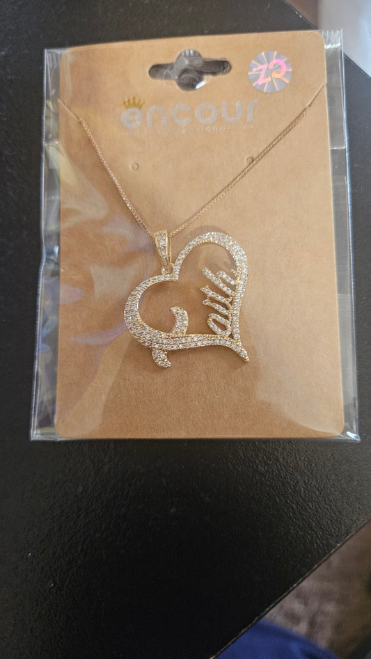 6.3.25 Necklace Faith gold heart rhinestone