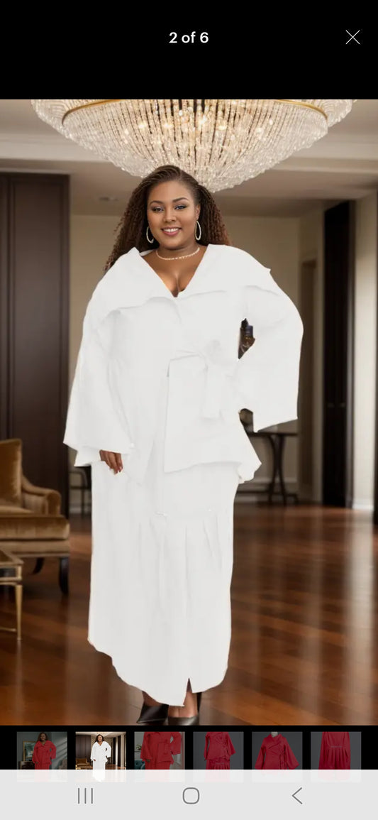 6.8.25 Skirt set white cotton with wrap blouse