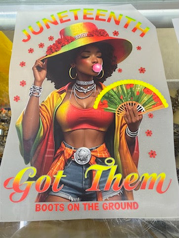 6.3.25 Tshirt Juneteeth bubble gum got em