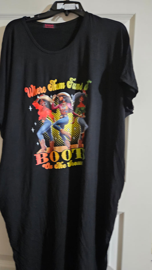 6.5.25 Dress Where Dem fan black up to 3x