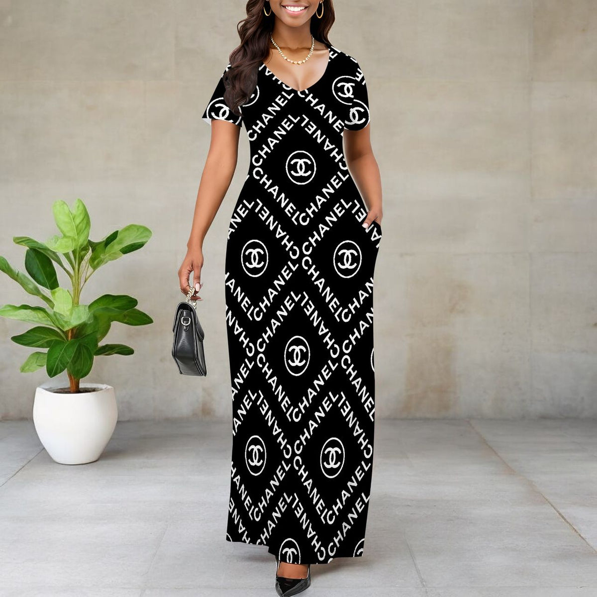9.15.26 Dress C triangle pattern black white letter