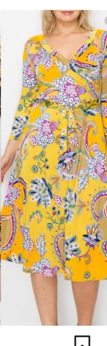 7.1.25 Dress yellow colorful paisley